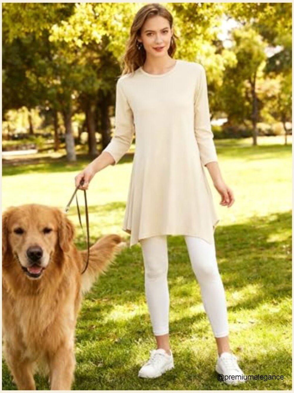 Women's Swing Tunic Top 3/4 Sleeve Loose T-Shirt Dress - Picture 2 of 7